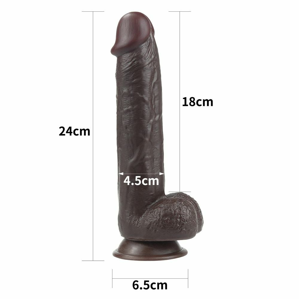 Коричневый фаллоимитатор Sliding-Skin Dong 9.5 - 24 см. (Цвет: коричневый)