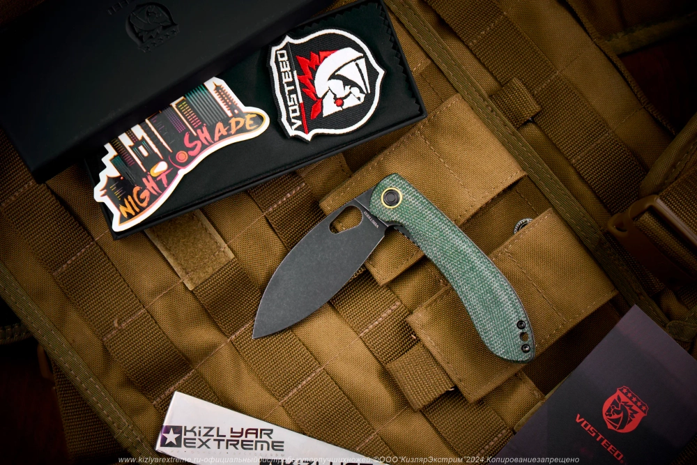 Нож Vosteed Nightshade TH сталь Nitro-V BlackWash рукоять Green Micarta