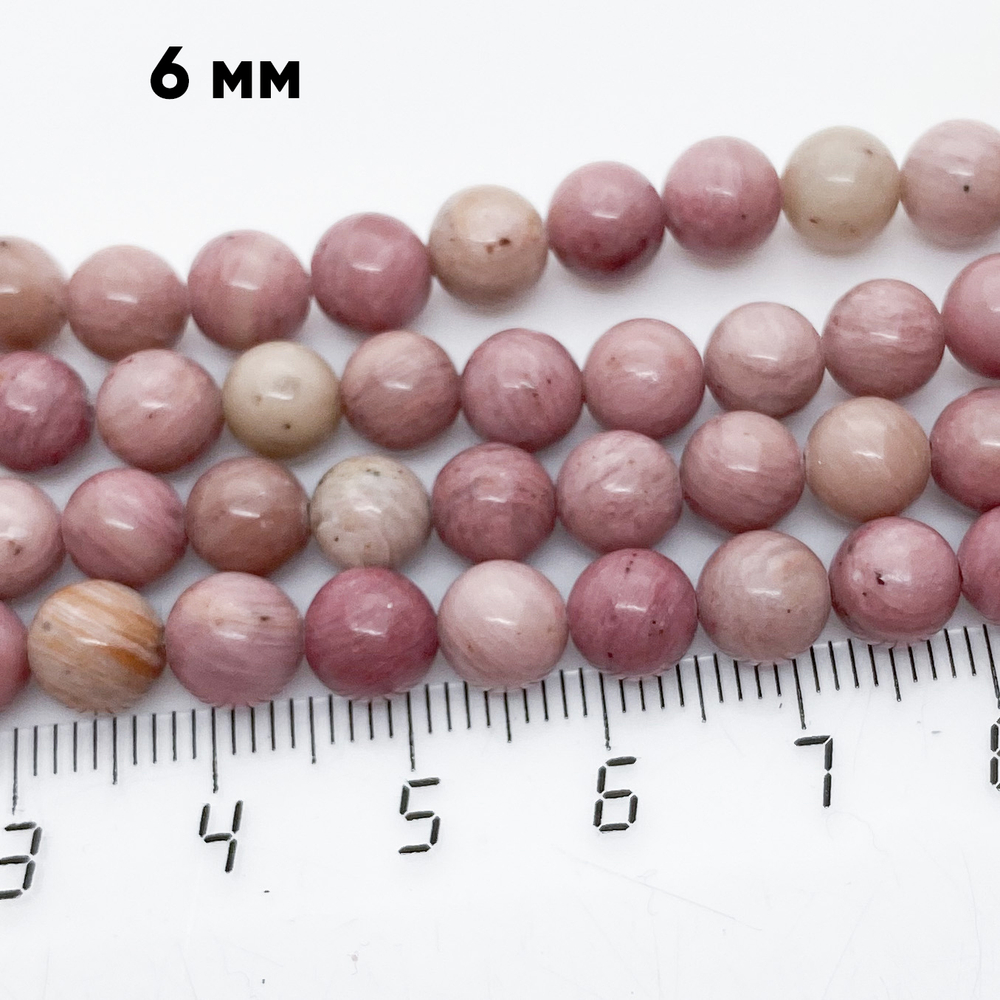 "Родонит" бусины (имитация), диаметр 6,4-6,6 мм, цена за 28 шт (1/2 нити)