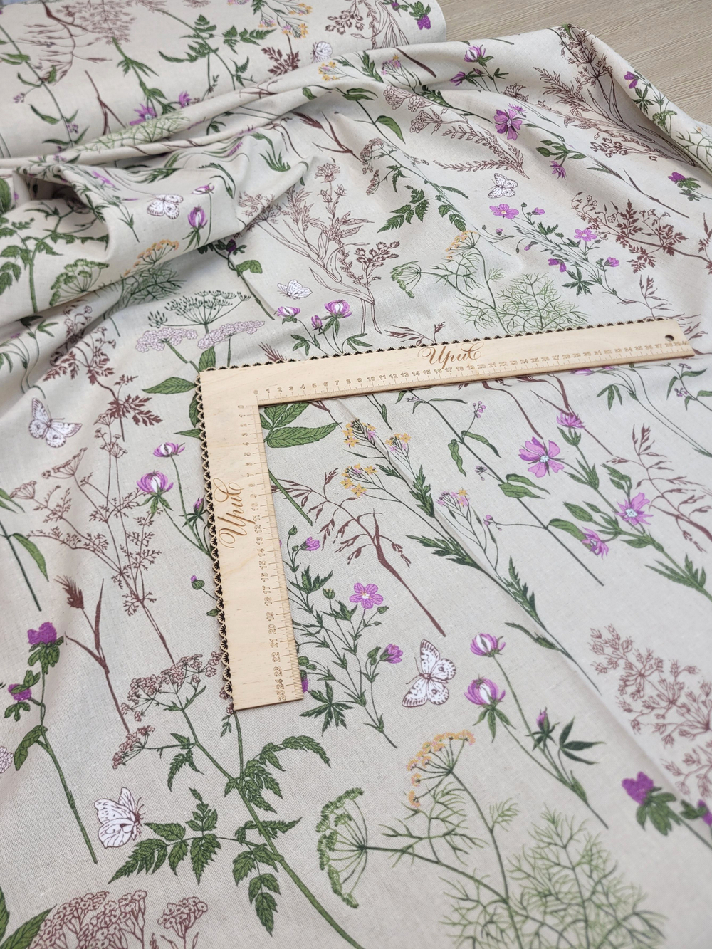 4,5м. Полулен ткань для шитья, Медуница, 150х450 см