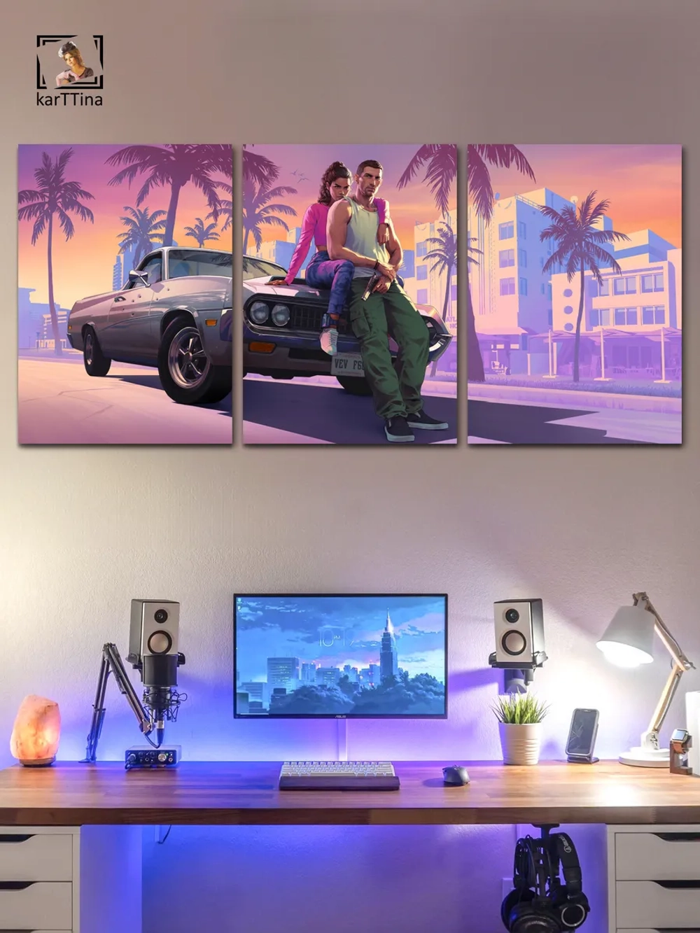 Модульная картина "GTA" 150х70см