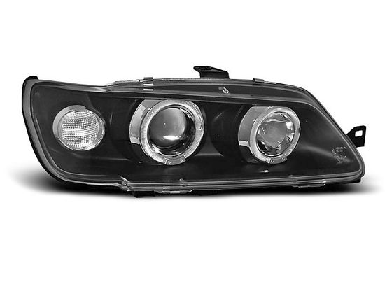 Передние фары angel eyes black для Peugeot 306