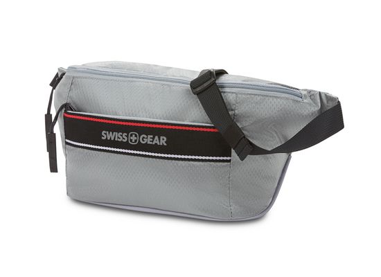 Сумка на пояс SWISSGEAR, светло-серая, полиэстер с плетением рип-стоп с двумя армированными нитями, 38 x 5 x 15 см