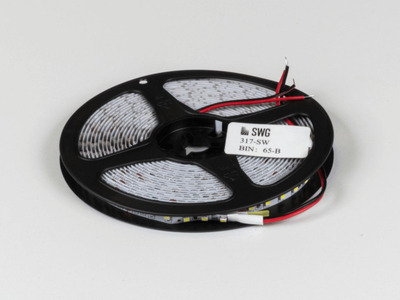 Светодиодная лента 3528, 120 LED/м, 9,6 Вт/м, 24В , IP20, Цвет: Холодный белый, SWG3120-24-9.6-W-M