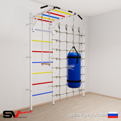 Шведская стенка Sv Sport усиленная 63220 (Турник рукоход/Трапеция/Цепь/Мешок 22кг/Канатный лаз)