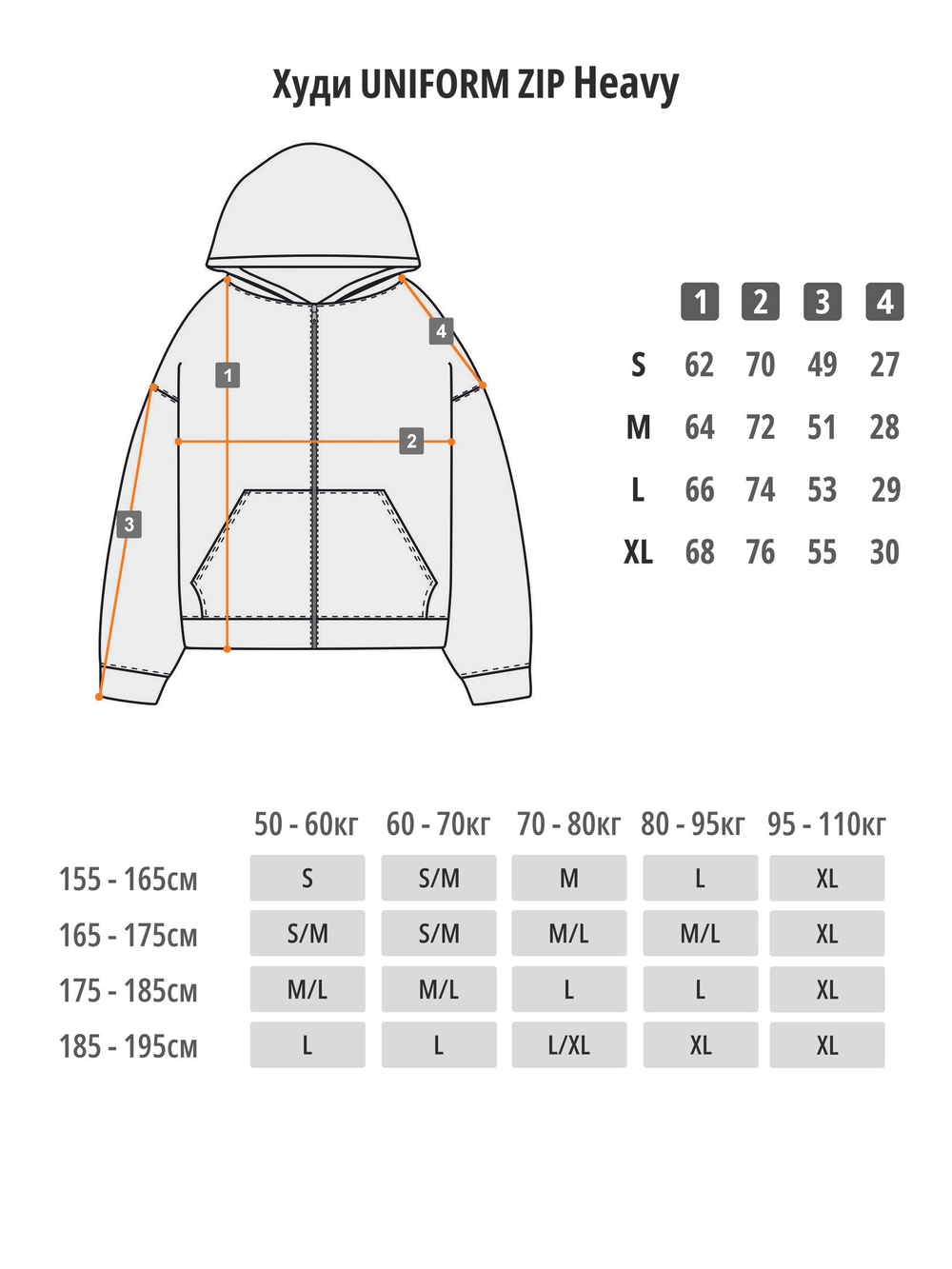 Худи UNIFORM Heavy Zip unf. темно-синий