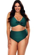 Раздельный купальник plus size: мягкий лиф и трусики-слипы (Размер: 90E/44) (Цвет: изумрудный)