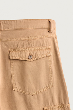 ZARA БРЮКИ КАРГО RELAXED FIT С ЭФФЕКТОМ ПОТЕРТОСТИ, РЫЖЕВАТО-КОРИЧНЕВЫЙ