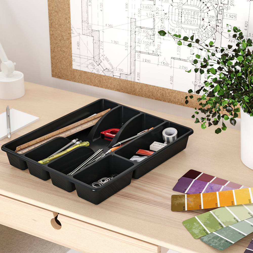 IKEA SMÄCKER  (ИКЕА СМЭКЕР)  -  Вкладыш для столовых приборов - антрацит 31x26 см