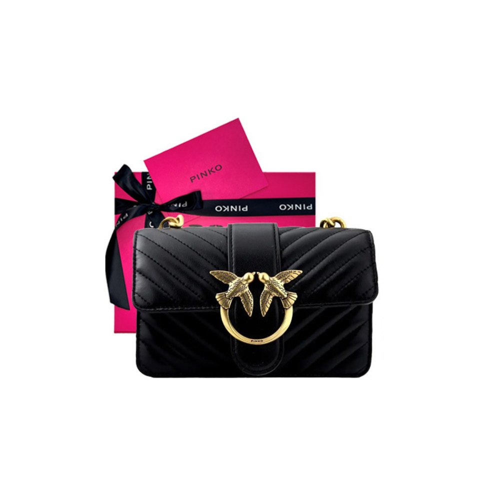 Сумка Pinko Quilt 22 Spring and Summer Fashion Casual Quilted Lambskin Chain Bag Shoulder Messenger Bag Mini Black gold, 1P22JQ-Y7SQ-Z99Q