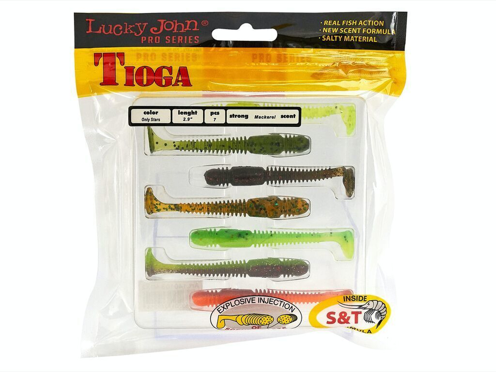 Виброхвост съедобный Lucky John Tioga 2.9" (74мм), 7шт/уп