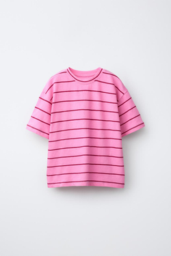 ZARA ФУТБОЛКА В ПОЛОСКУ, РОЗОВЫЙ