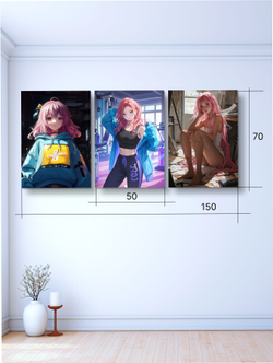 Картина Ночная луна модульная 50x70см 3шт.