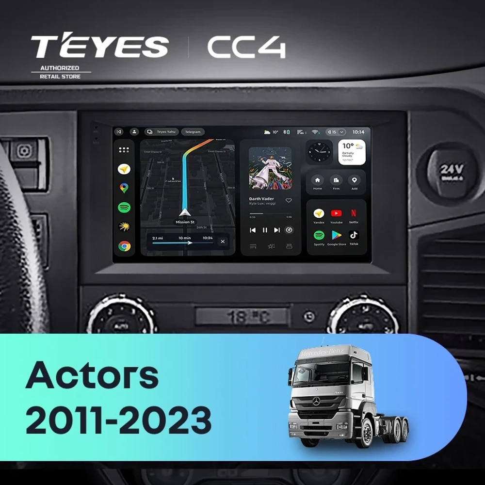 Штатная магнитола Teyes CC4 6/64 Mercedes-Benz Actros (2011-2023)