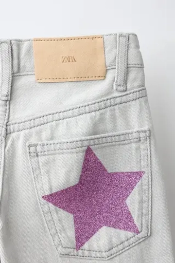 ZARA ДЖИНСЫ WIDE LEG СО СТРАЗАМИ, СЕРЫЙ МЕЛАНЖ