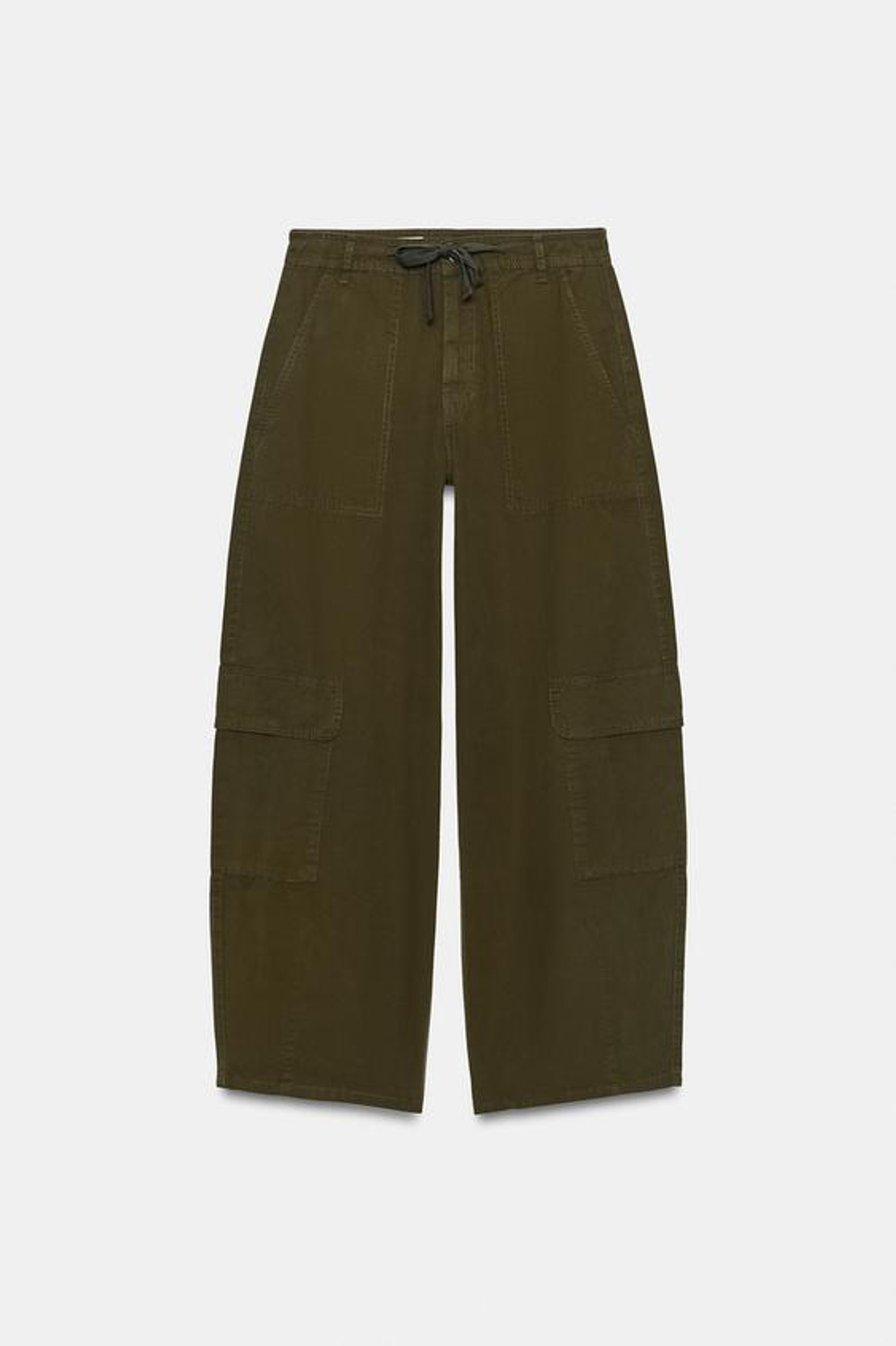 ZARA БРЮКИ КАРГО ОВЕРСАЙЗ, ТЕМНЫЙ ХАКИ