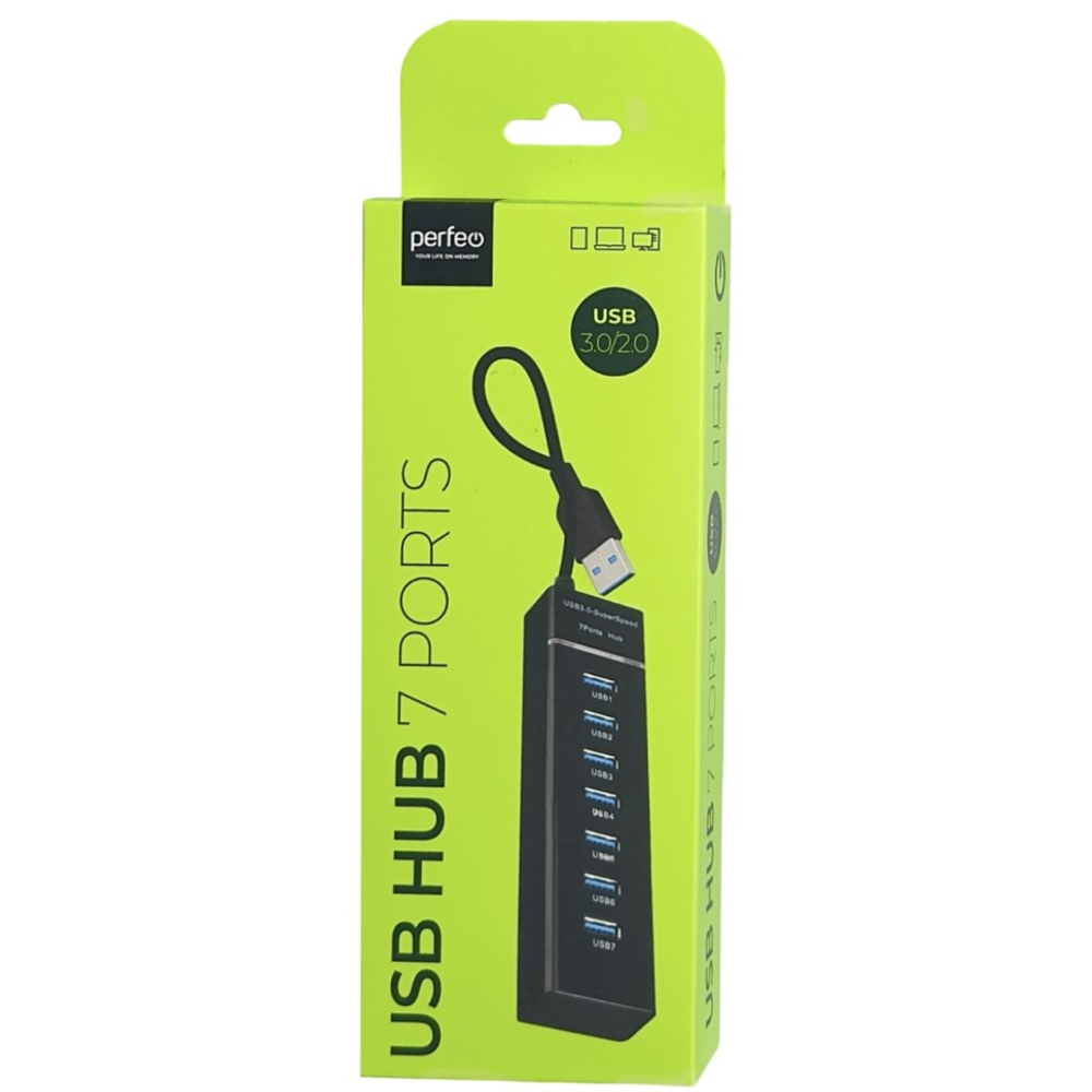 Perfeo USB-HUB 7 Port, (PF-H043 Black) чёрный