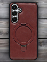 Business style чехол из кожи для SAMSUNG GALAXY S25 (не ULTRA/ FE/ PLUS!) с кольцом-подставкой и бархатной подкладкой