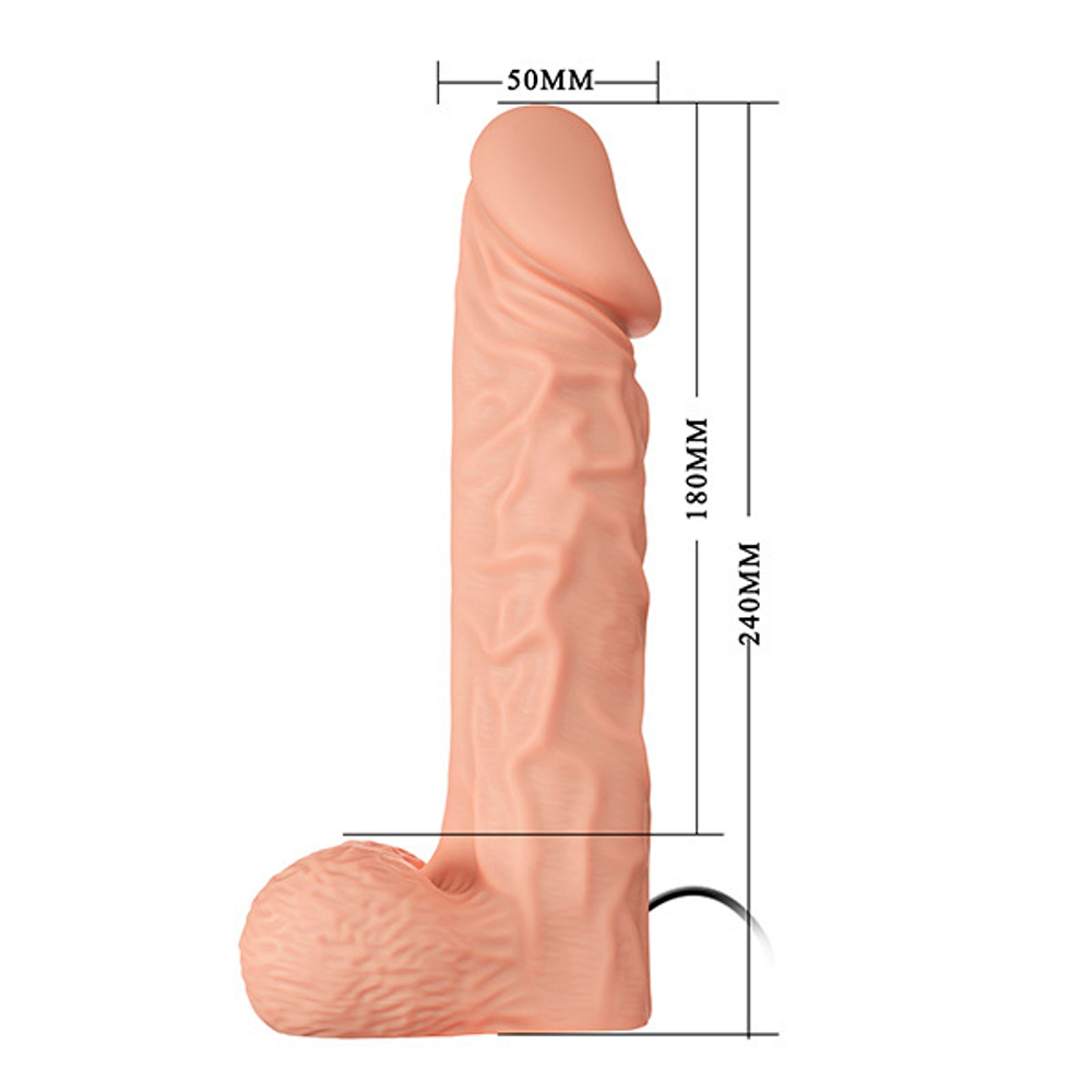 Телесный женский вибрострапон 24см на ремешках с проводным пультом Baile Ultra Passionate Harness Strap On BW-022084ZR