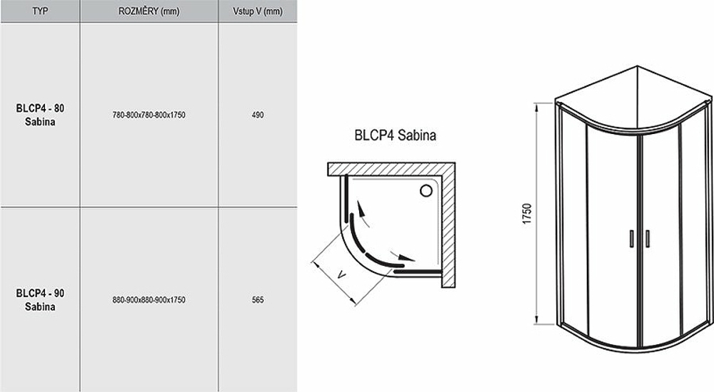 Душевой уголок Ravak Blix BLCP4-90 Sabina 90x90 3B270C40ZG профиль Хром стекло Grape