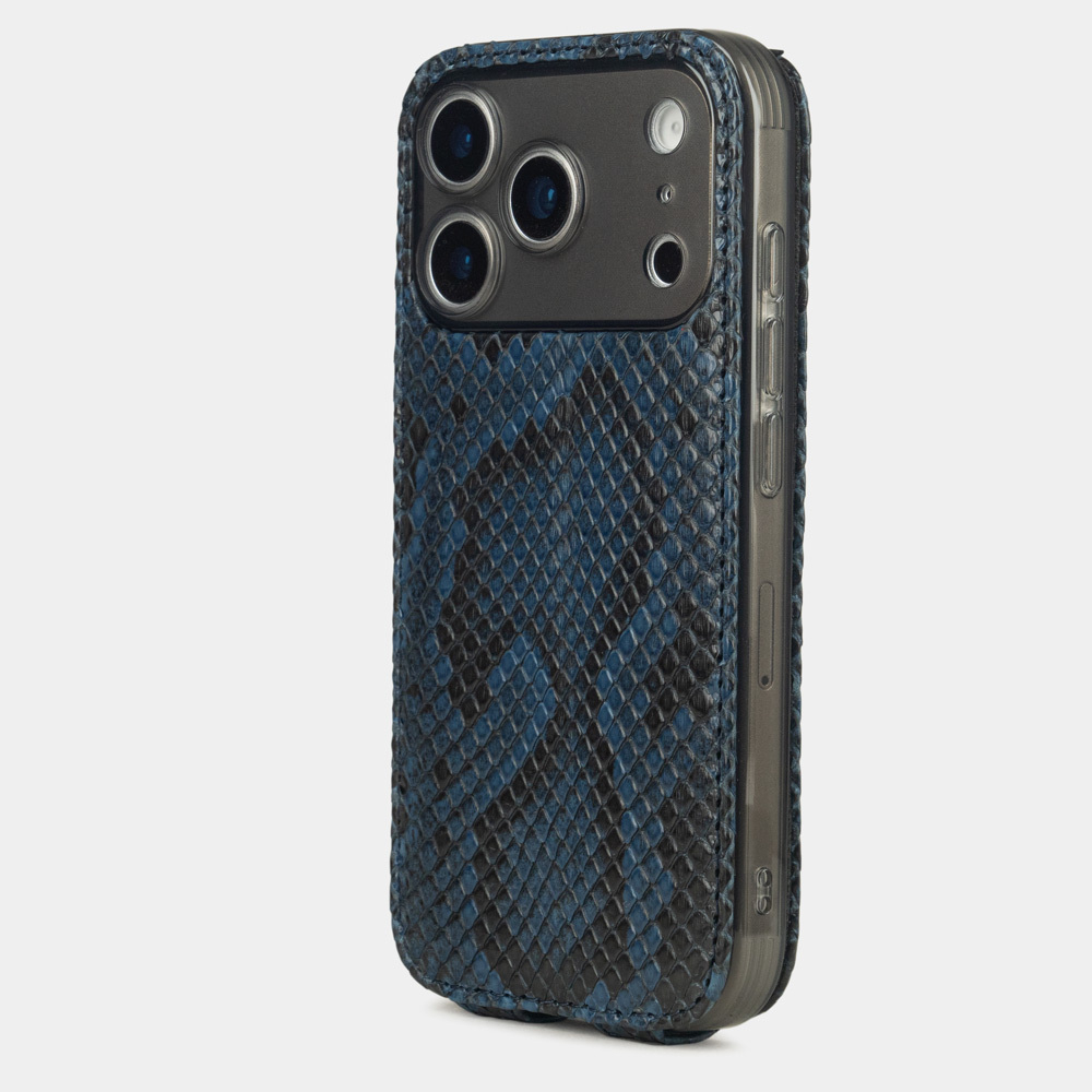 Чехол для iPhone 18Pro / 17Pro - кожа питона, синий