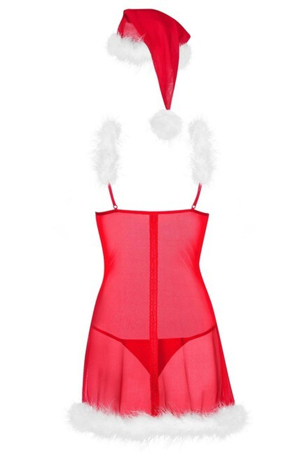 Новогодний комплект с пушком Merrily Chemise LXL (46-48) (Цвет: красный, белый)