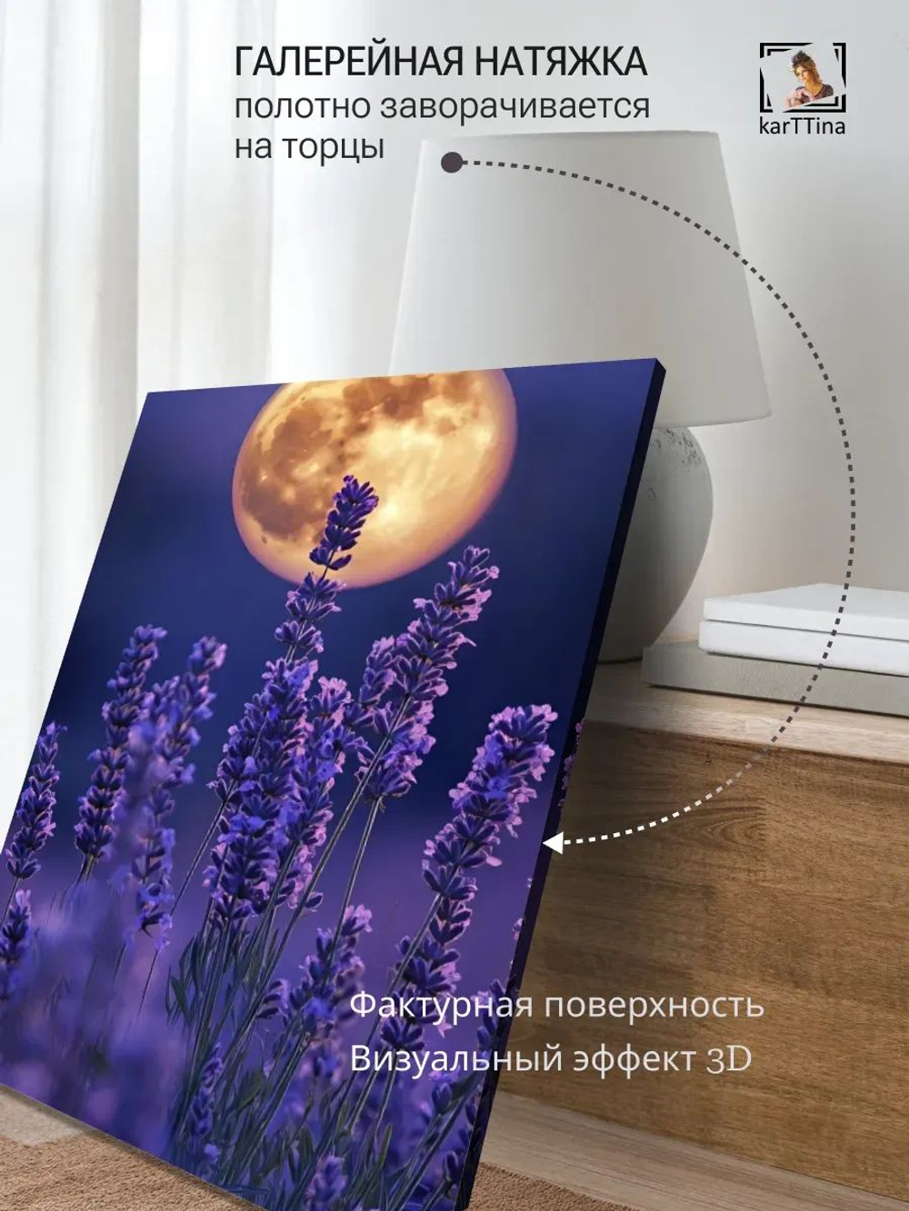Картина Лаванда и свечи на стену 30х40см 1шт.