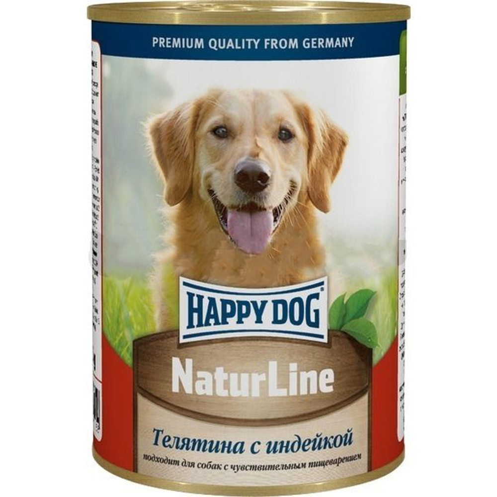 Консервы Happy Dog Хеппи Дог Натуральная линия для собак телятина с индейкой 410 г