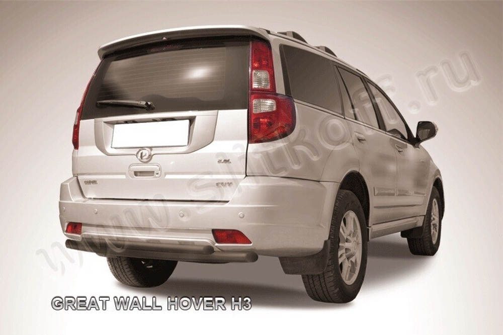 Защита заднего бампера (нержавейка) Great Wall Hover H3 (2010-2015) d57+d42 (черный)