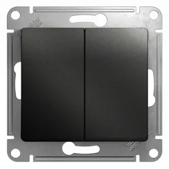 Выключатель двухклавишный Systeme Electric Glossa Антрацит GSL000751