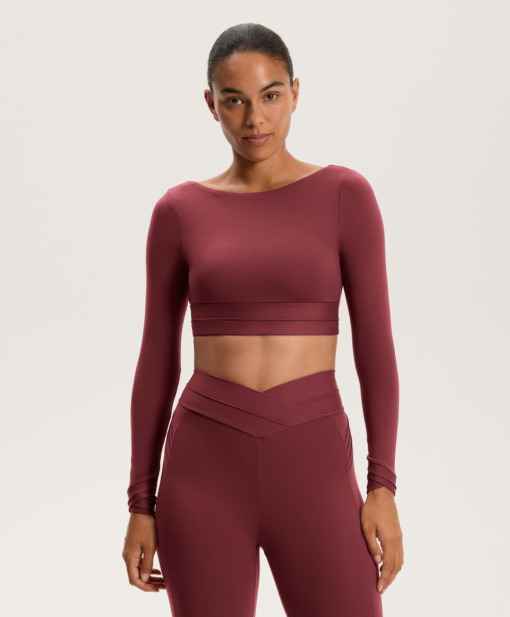 Oysho Лонгслив Comfortlux, сливовый