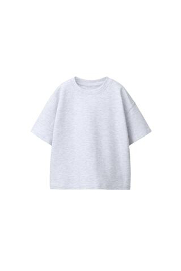 ZARA БАЗОВАЯ ФУТБОЛКА INTERLOCK, СЕРЫЙ МЕЛАНЖ