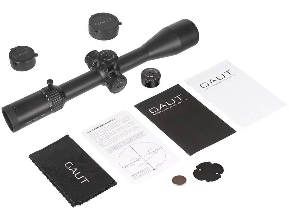 Прицел Gaut Azurite 6-24x50, сетка 35, FFP, подсветка красная, 30мм, 0.1 МIL, 1000g, IPX7, 878г - фото 2