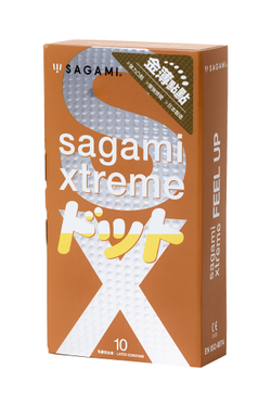 Продлевающие презервативы Sagami Xtreme Feel Up с точками, 10 шт