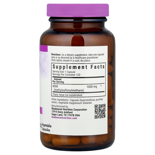 Bluebonnet Nutrition, МСМ, 1000 мг, 120 растительных капсул