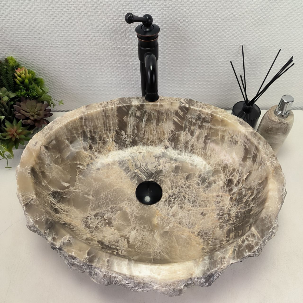 Раковина из оникса Erozy Grey EO-62285 57x47x15 из натурального камня