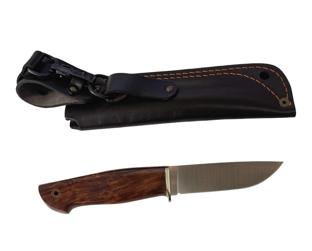 Нож Егерь, сталь Bohler M398, рукоять мельхиор, айронвуд