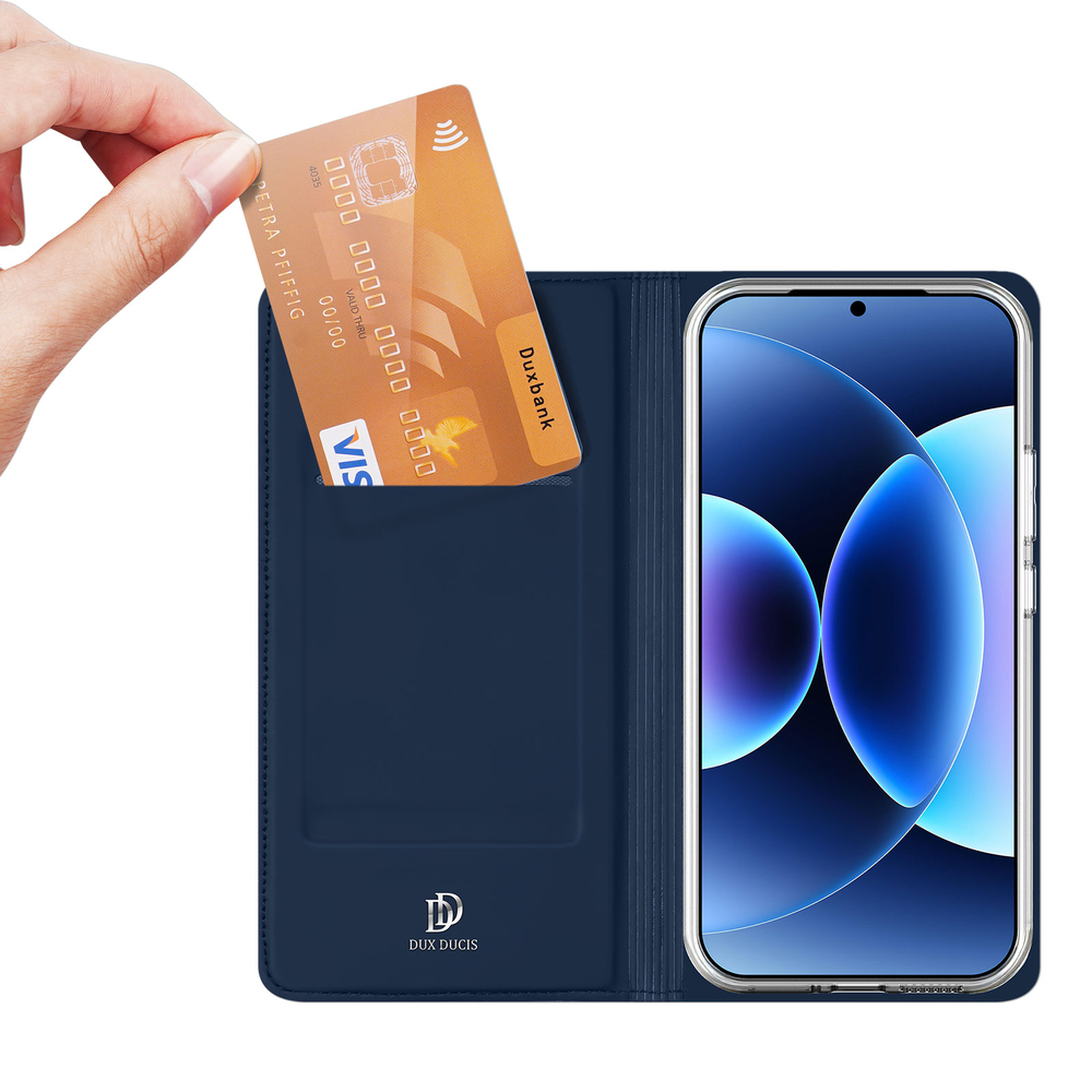 Чехол книжка из PU кожи синего цвета для Xiaomi 17 Pro Max, серия Skin Pro Series от Dux Ducis