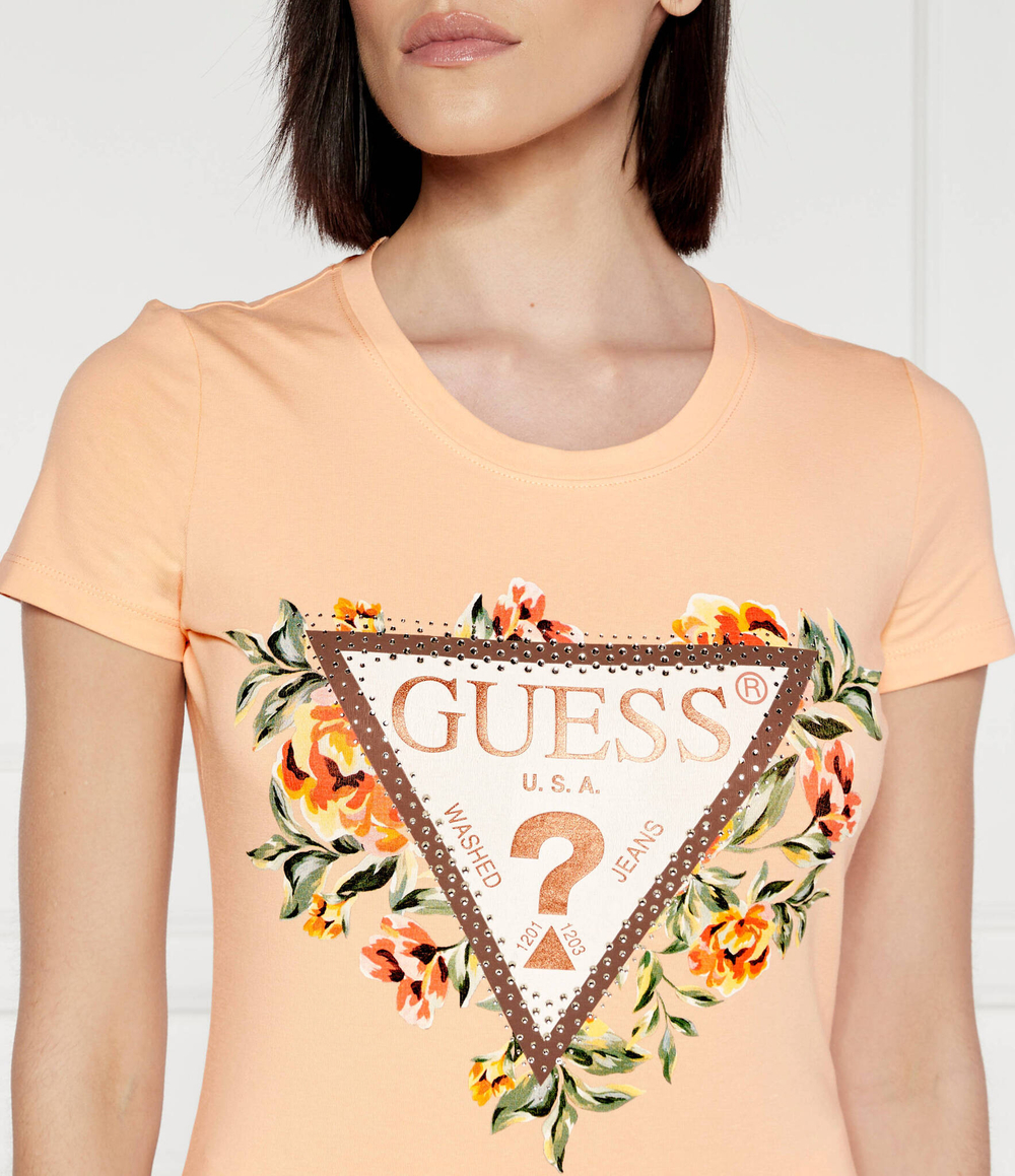 Футболка TRIANGLE FLOWERS GUESS - персиковый(W4GI24 J1314)