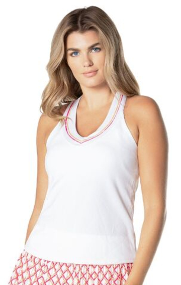 Женский топ теннисный Lucky in Love Shockin' Classics Stripes Tank W/Bra - белый