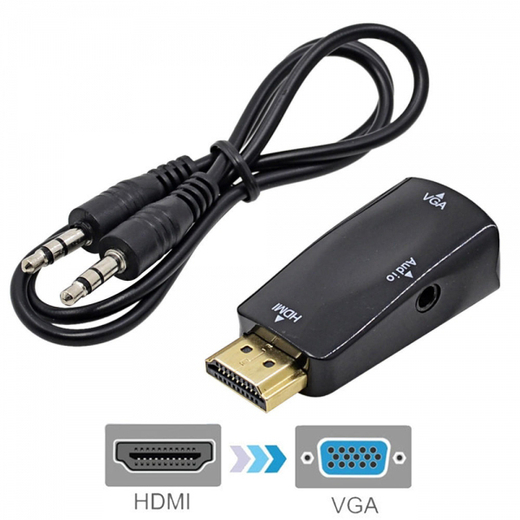 Конвертер цифровой штекер HDMI (M) -- гнездо VGA (F) + аудио разъем 3,5джек