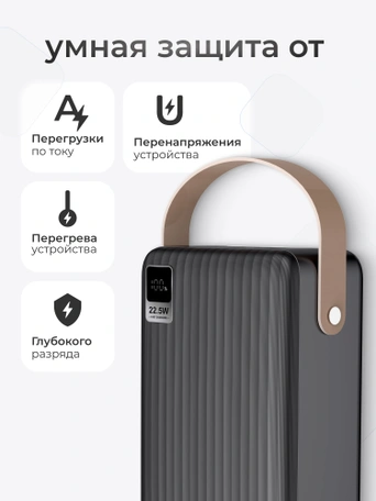 Дополнительный аккумулятор Gurdini Speed Series PD+LCD 22.5W GPPD-08B 80000 mAh Black