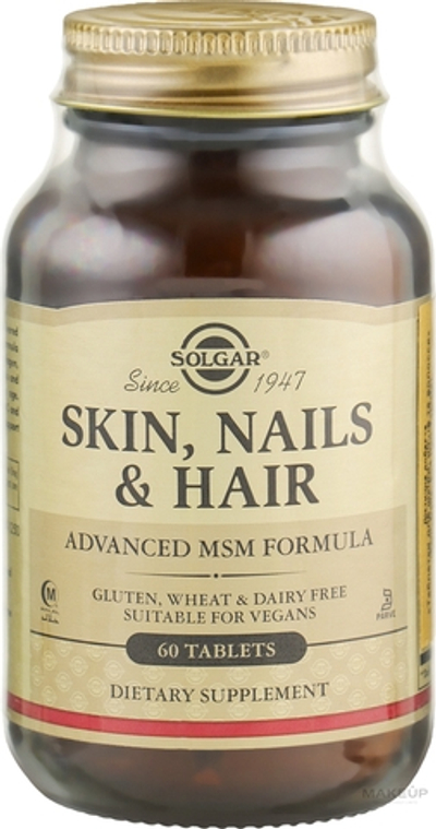 Solgar, Skin, Nails, Hair 60 tabs | Teri, soch, tirnoq kompleksi, 60 tabletka