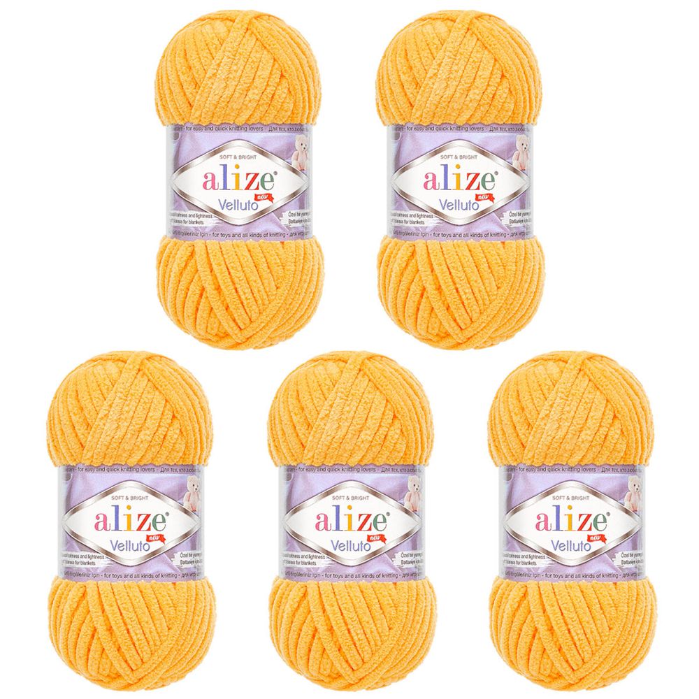 Пряжа Alize (Ализе) Velluto / уп.5 мот. по 100 г, 68м, 216 мимоза
