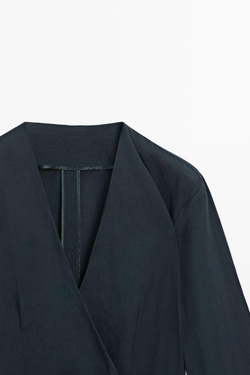 Massimo Dutti Легкое кимоно с поясом, глубокий синий