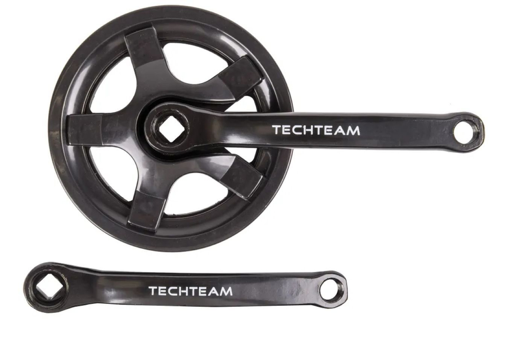 Система HDL TT GS-S156-34T, cтальные шатуны 140 мм, под квадрат, резьба 9/16", защита звезд: черный пластик c лого TECH TEAM FC-GS-S156-34/140В, 37743