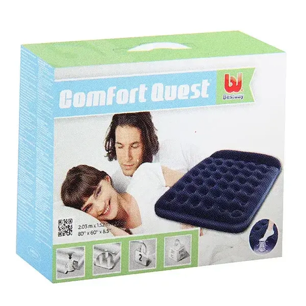Матрас надувной Air Mattress Full,191*137*28 см,встроенный ножной насос,Bestway (67225)