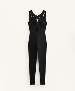 Oysho Длинный комбинезон Compressive с двойными бретельками, черный