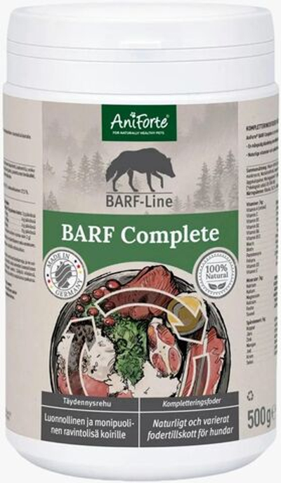 Комплексный, дополнительный корм для собак  Aniforte BARF Complete, koirien tydennysrehu 500g