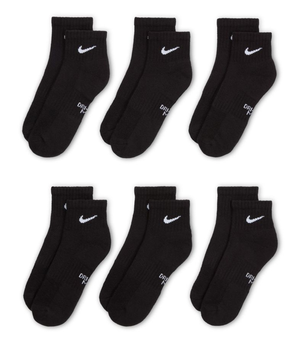 Теннисные носки Nike Everyday One Quarter 6P - black/white